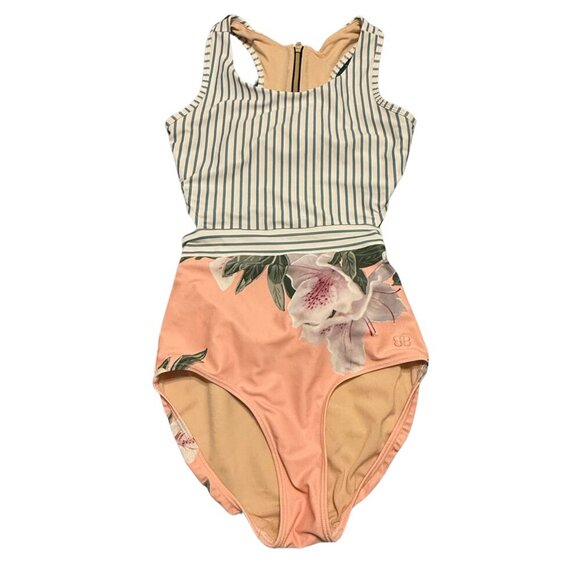 Albion Island Fever One Piece Swimsuit Multi Striped Floral - Size XS - Picture 11 of 15